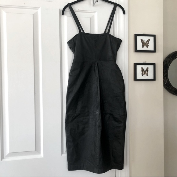 Sexy Leather Y2K Snap Front Dress - Picture 3 of 9